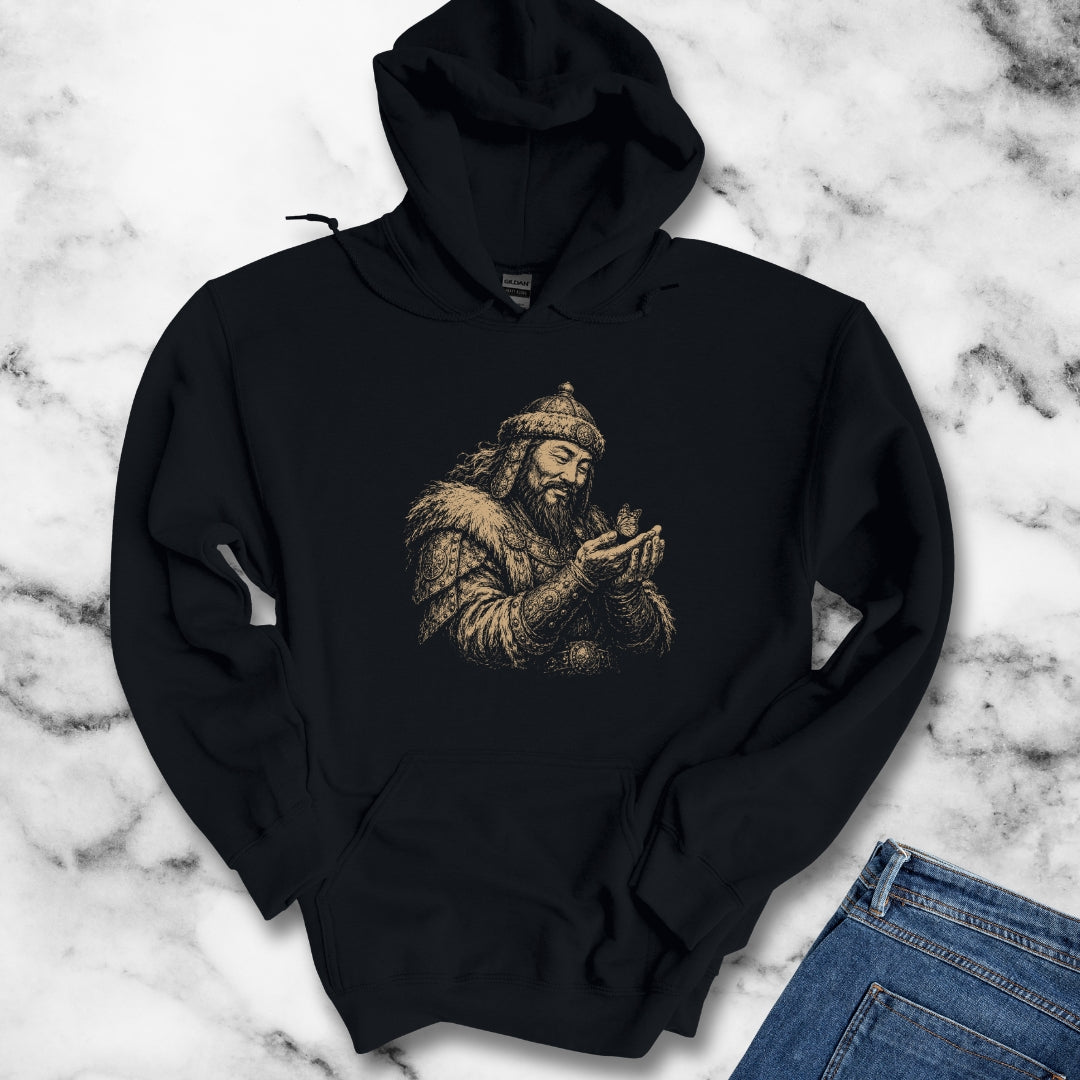 Genghis Khan Holding a Butterfly Hoodie