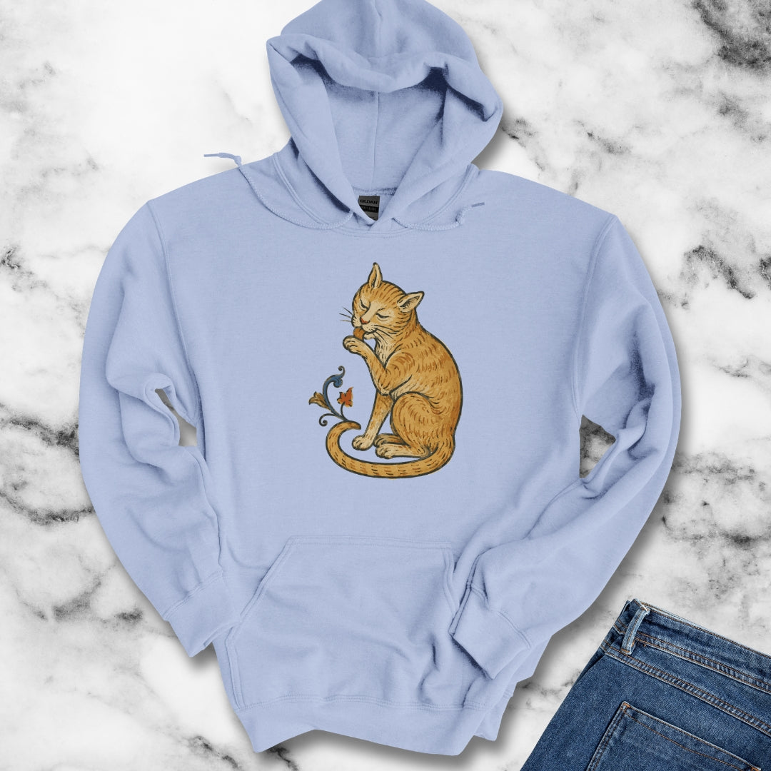 Medieval Marginalia Cat Licking Itself Hoodie