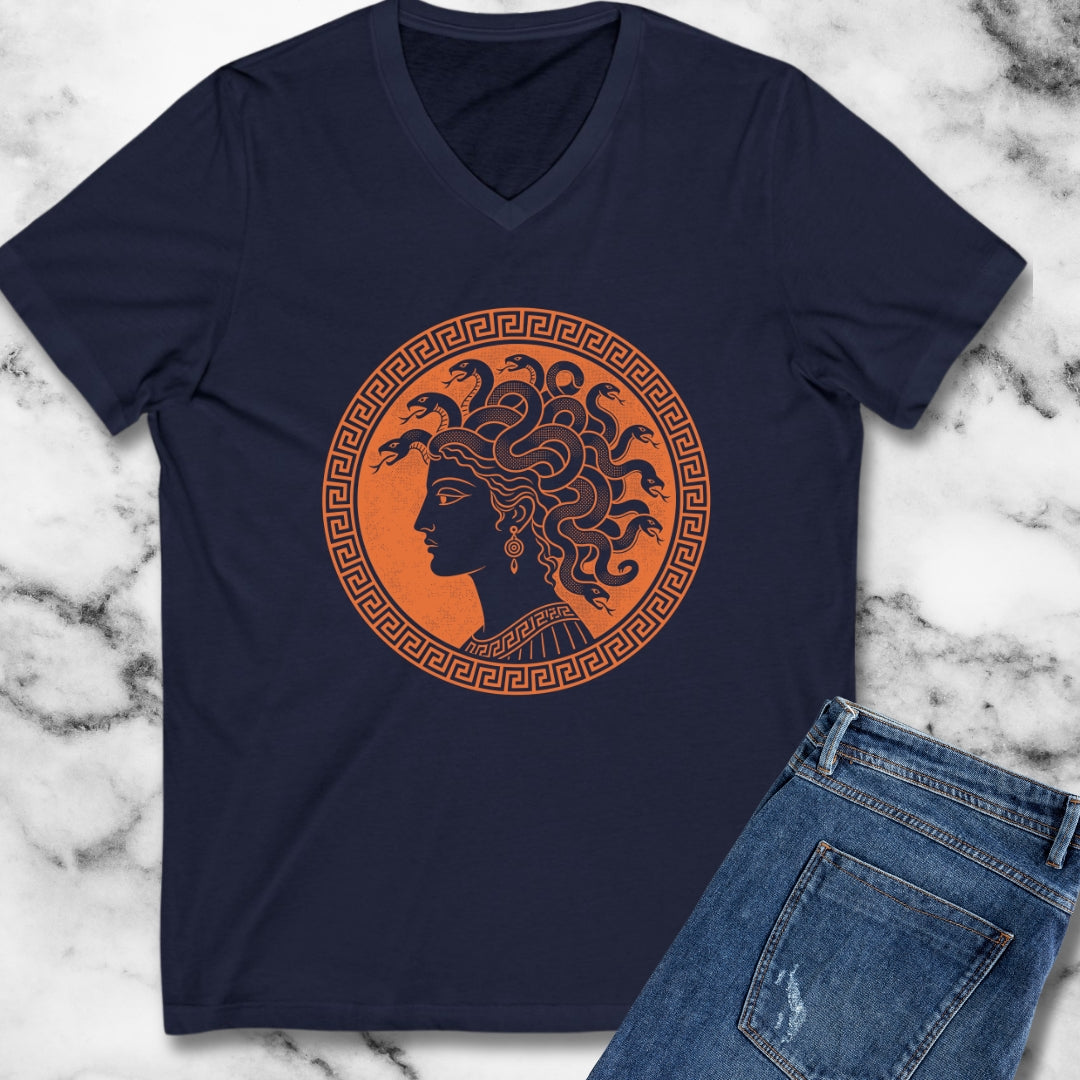 Medusa Ancient Pottery Style V-Neck