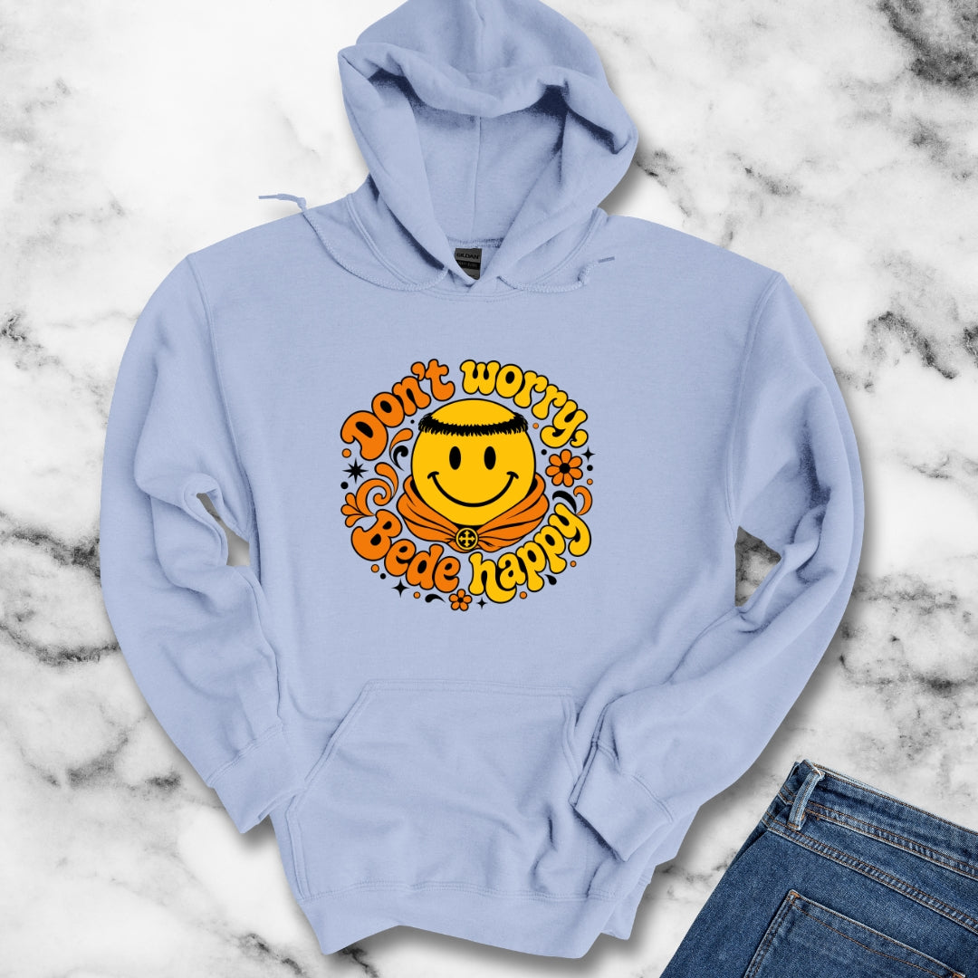 70s Style Don't Worry Venerable Bede Happy Hoodie