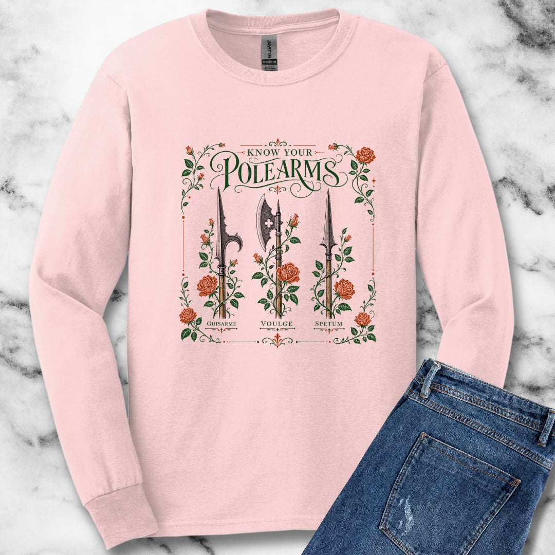 Know Your Polearms Weapons Roses Unisex Long Sleeve Tee
