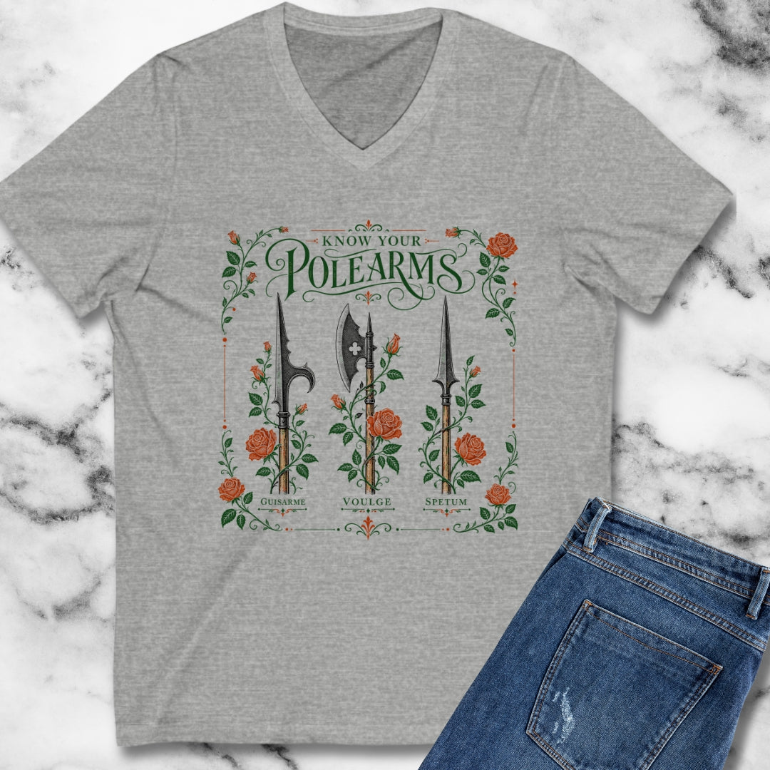 Know Your Polearms Weapons Roses V-neck