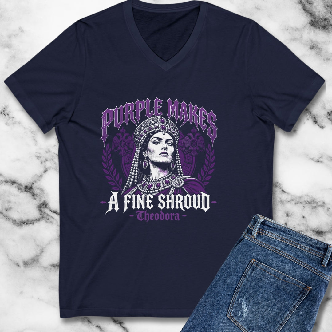 Empress Theodora Purple Shroud Quote V-Neck