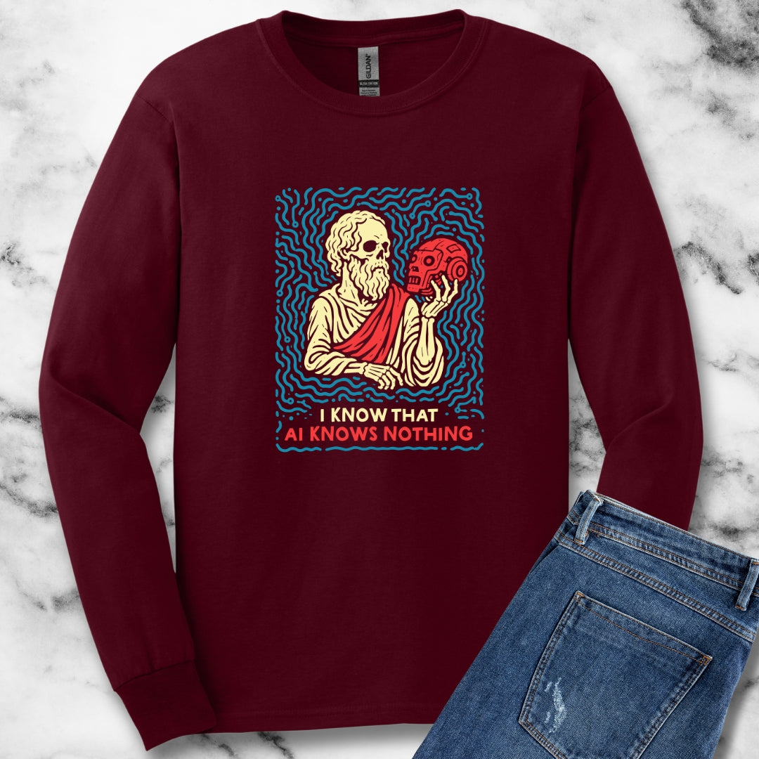 Socrates AI Knows Nothing Unisex Long Sleeve Tee
