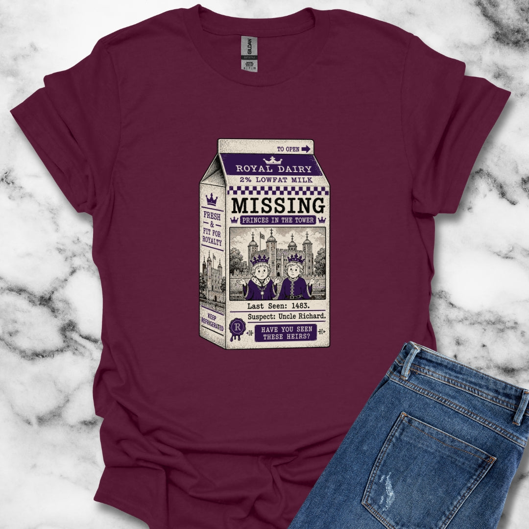 Princes in the Tower Missing Milk Carton T-Shirt