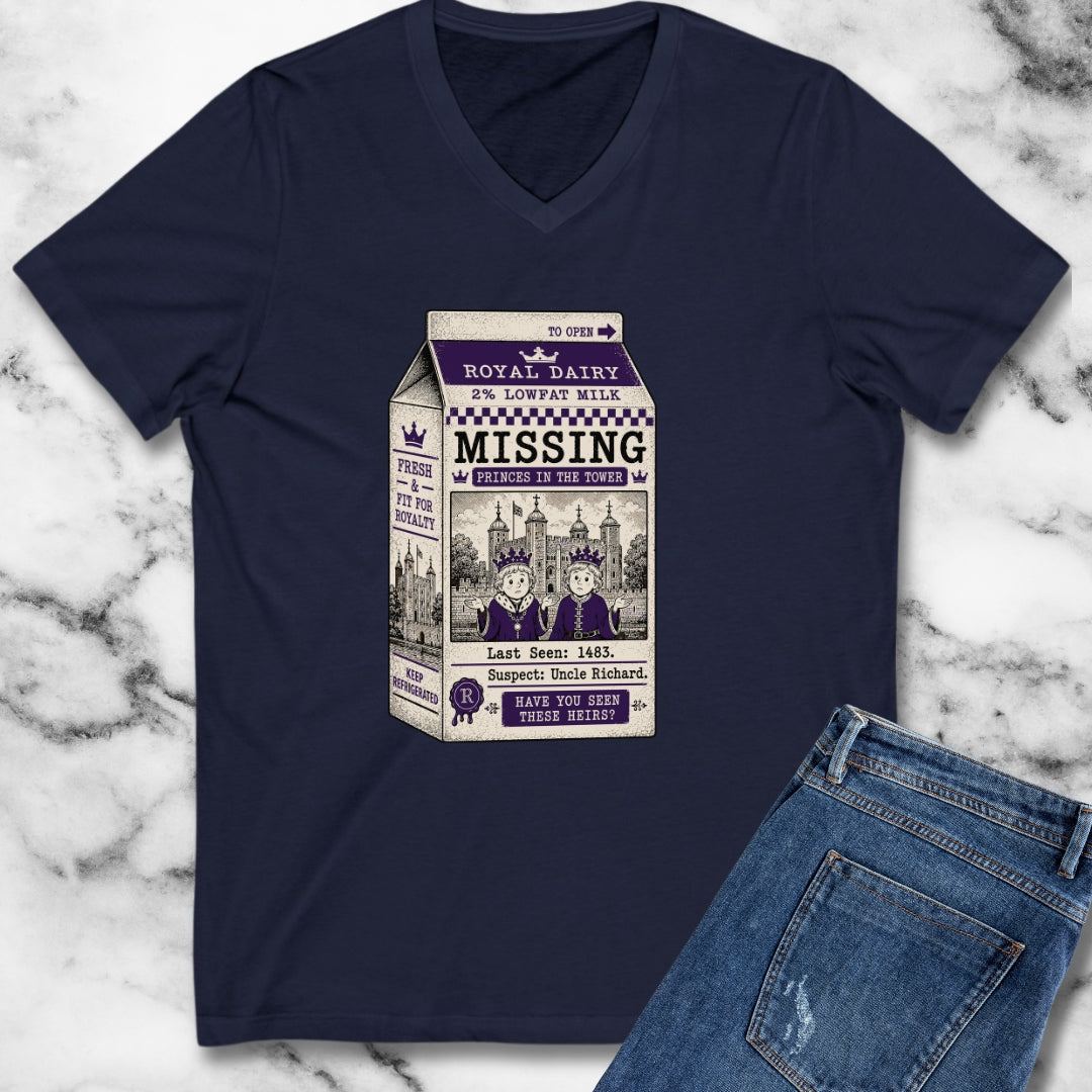 Princes in the Tower Missing Milk Carton V-Neck