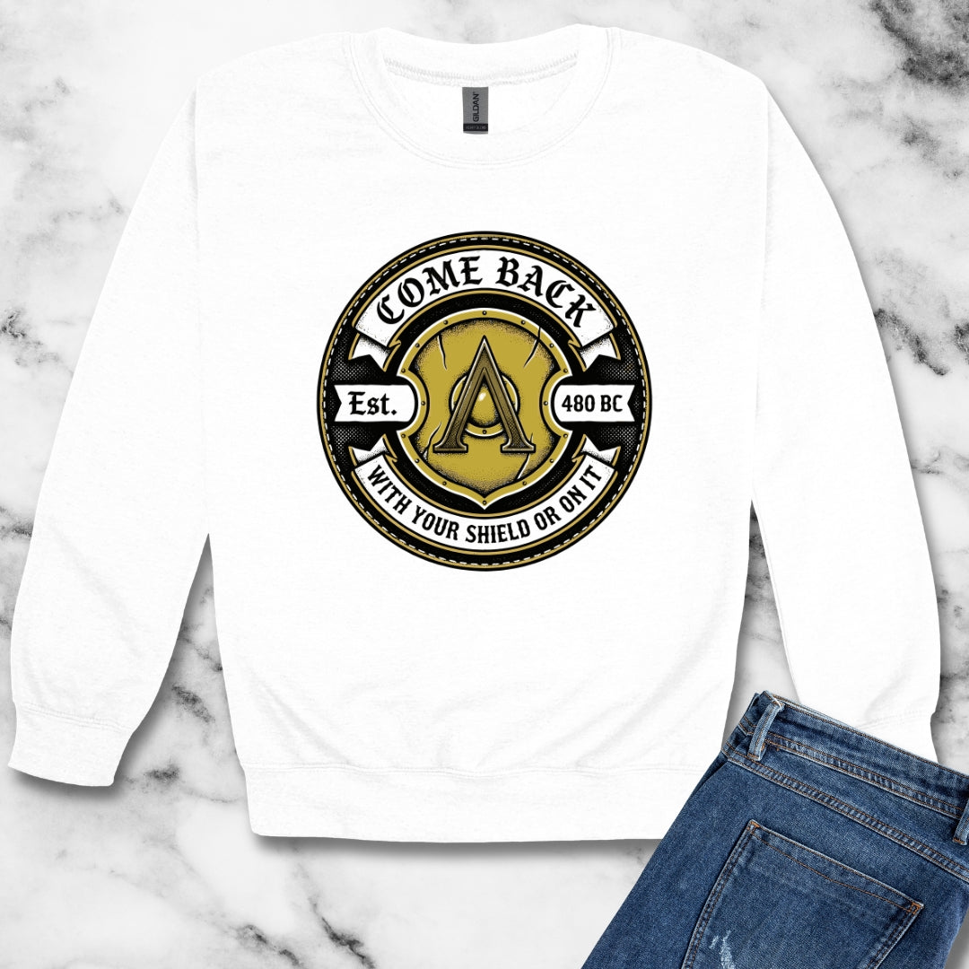 Spartan Quote With Shield Or On It Unisex Heavy Crewneck Sweatshirt