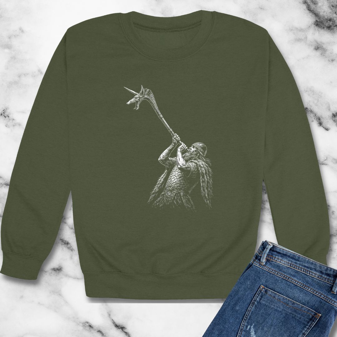 Celtic Warrior with Carnyx Unisex Heavy Crewneck Sweatshirt