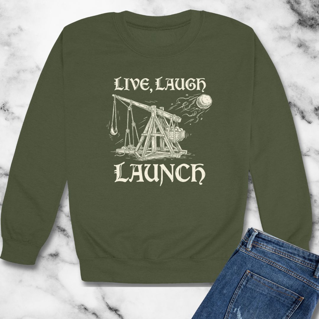 Live Laugh Launch Trebuchet Unisex Heavy Crewneck Sweatshirt