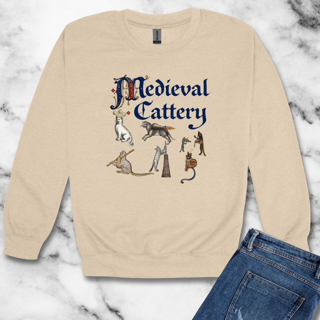 Medieval Cattery Cat Marginalia Unisex Heavy Crewneck Sweatshirt