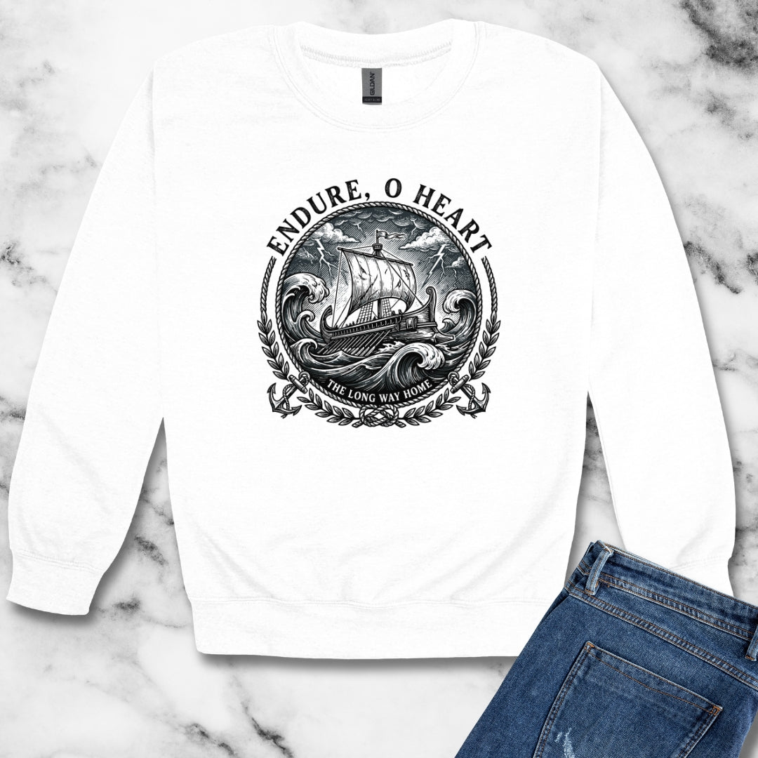 Odysseus Endure o Heart Quote Unisex Heavy Crewneck Sweatshirt