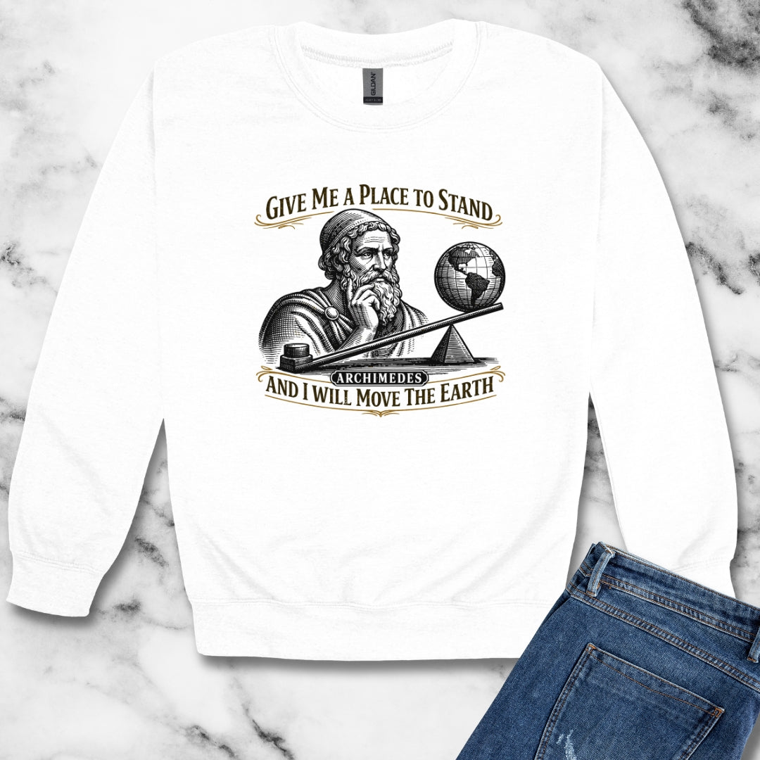 Archimedes Move Earth Quote Unisex Heavy Crewneck Sweatshirt