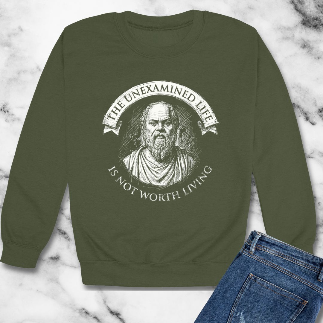 Socrates An Unexamined Life Is Not Worth Living Quote Unisex Heavy Crewneck Sweatshirt