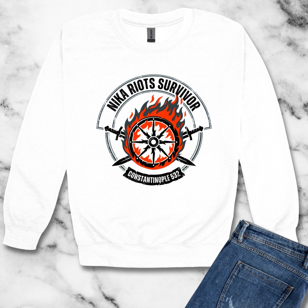 Nika Riots Survivor Unisex Heavy Crewneck Sweatshirt
