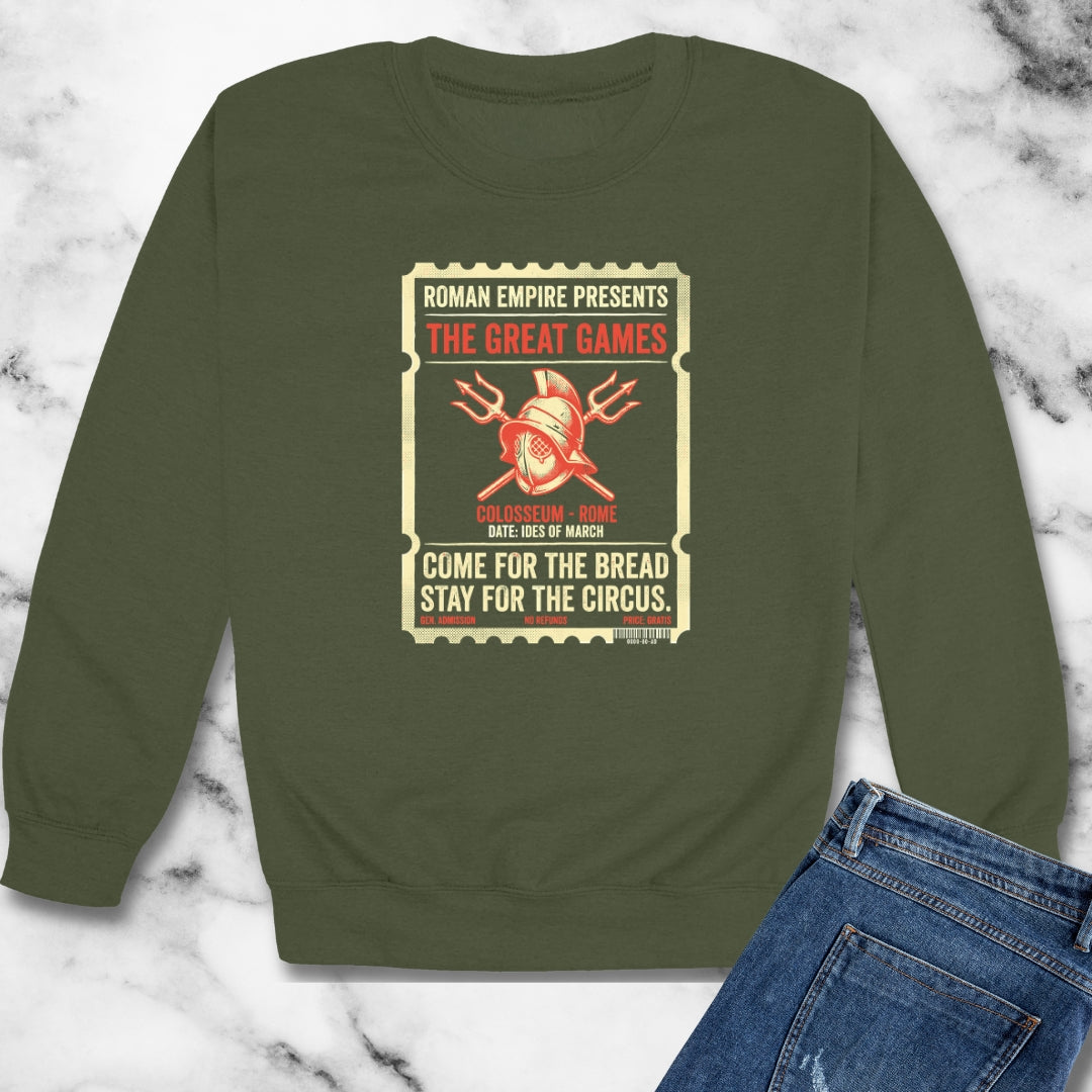 Colosseum Gladiator Ticket Bread Circuses Unisex Heavy Crewneck Sweatshirt