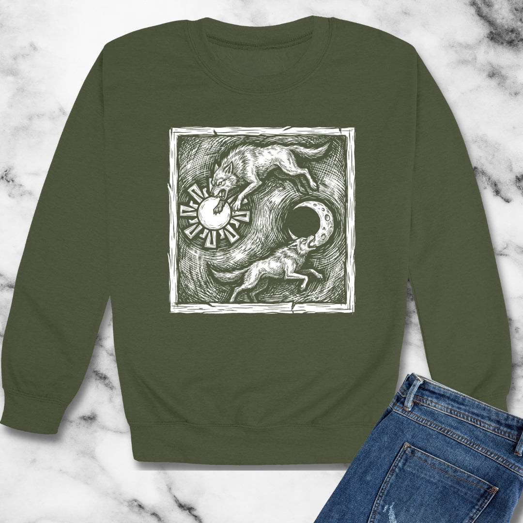 Sköll & Hati the Devourers Unisex Heavy Crewneck Sweatshirt