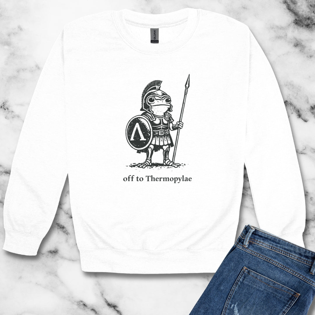 Hoplite Spartan Frog Off to Thermopylae Unisex Heavy Crewneck Sweatshirt