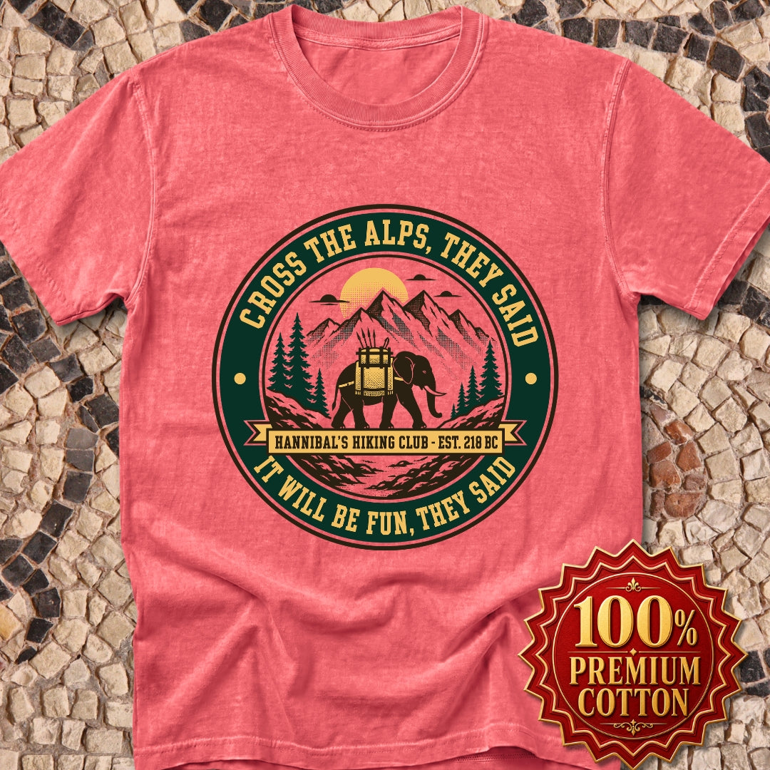 Badge Style Cross the Alps They Said Elephant Premium Tee