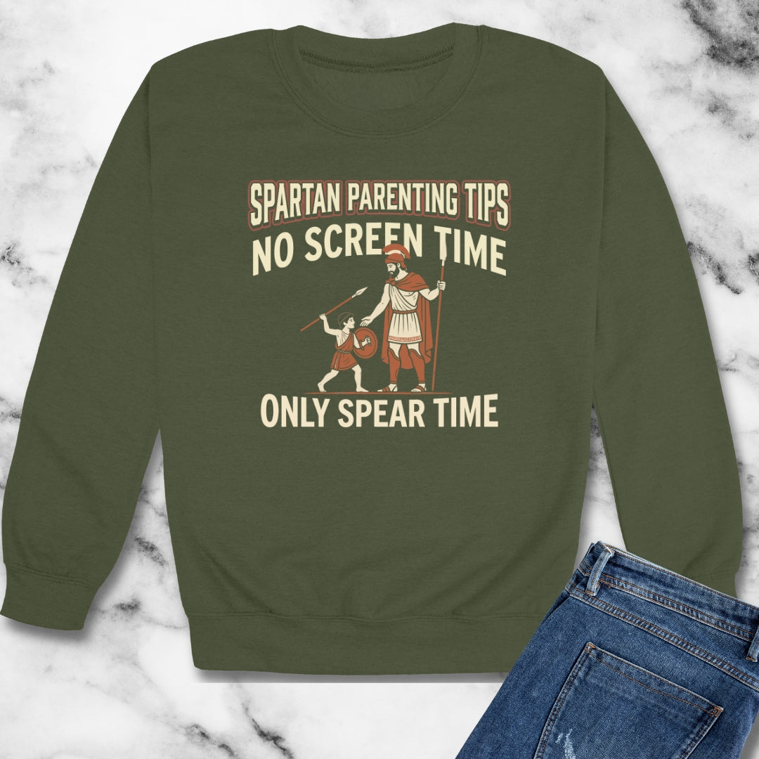 Spartan Parenting Tips Unisex Heavy Crewneck Sweatshirt
