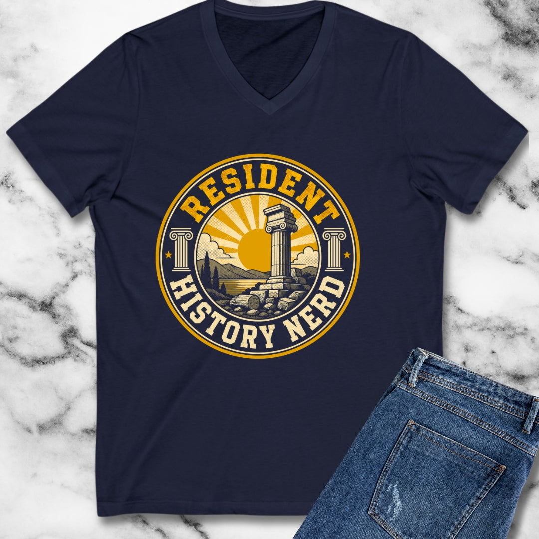 Resident History Nerd Badge Style V-Neck