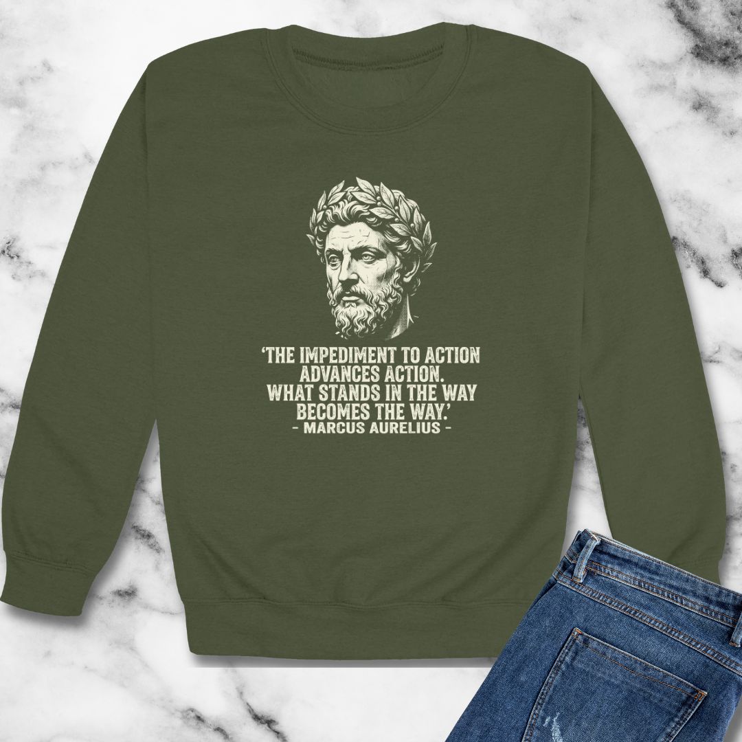Marcus Aurelius Quote The Obstacle is the Way Unisex Heavy Crewneck Sweatshirt