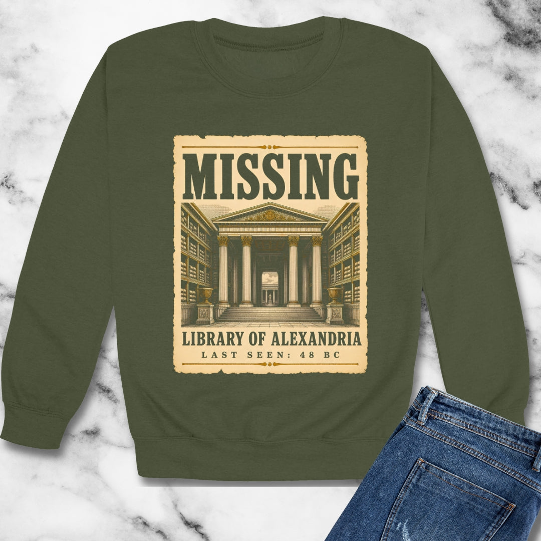 Missing Library of Alexandria Poster Unisex Heavy Crewneck Sweatshirt
