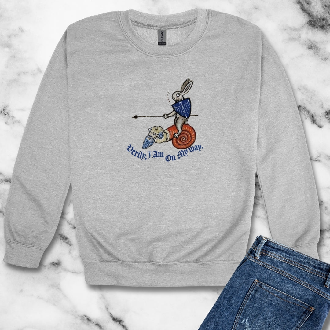 Medieval Marginalia Rabbit Snail Unisex Heavy Crewneck Sweatshirt