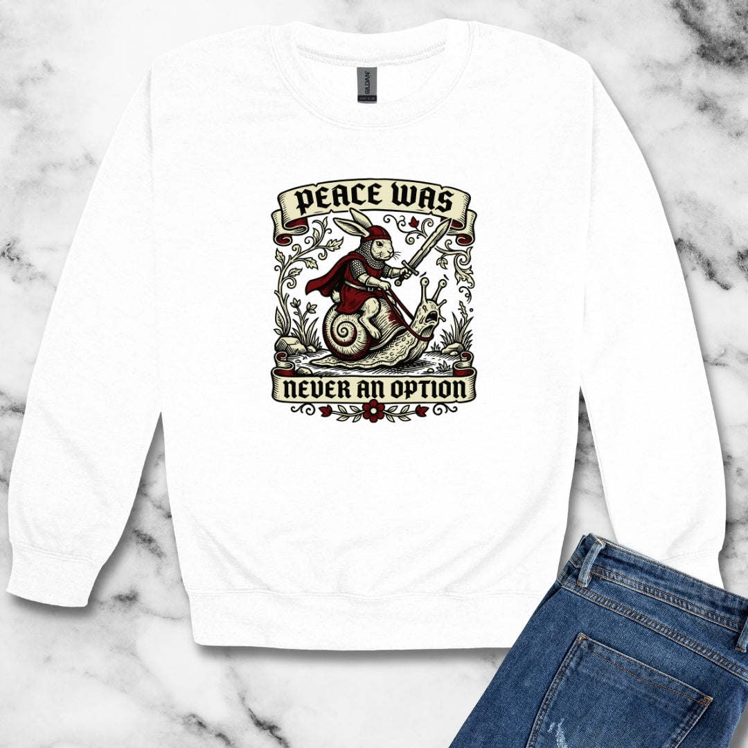 Marginalia Rabbit Peace Not Option Unisex Heavy Crewneck Sweatshirt