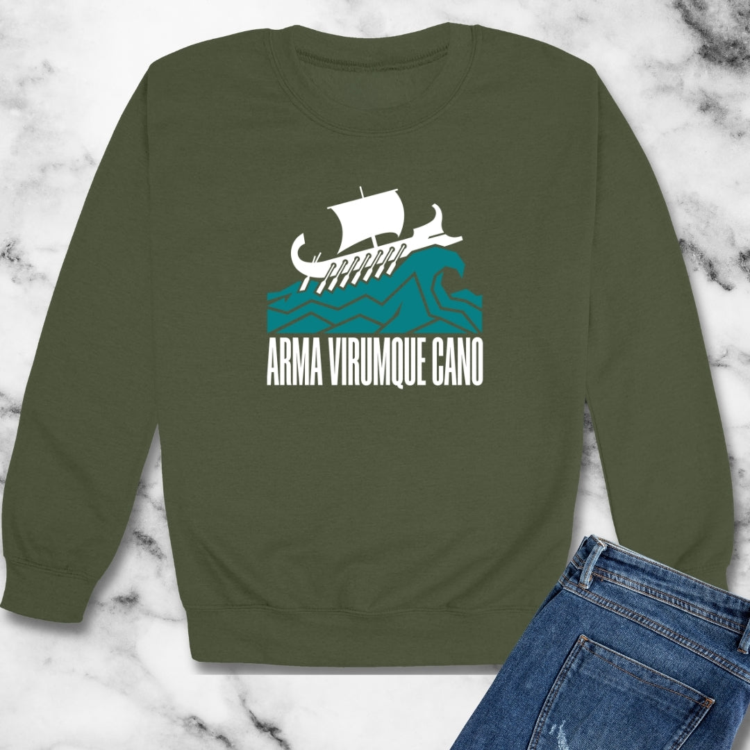 Arma Virumque Cano Minimalist Unisex Heavy Crewneck Sweatshirt