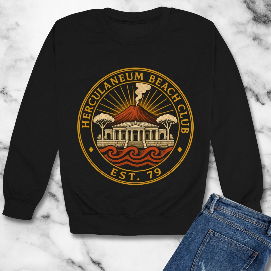 Herculaneum Beach Club Est 79 Unisex Heavy Crewneck Sweatshirt