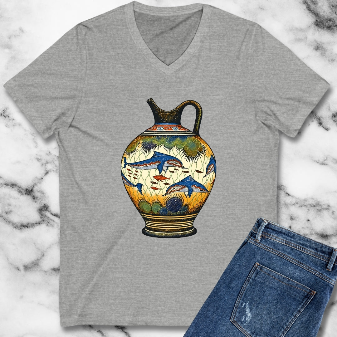 Minoan Dolphin Vase V-neck