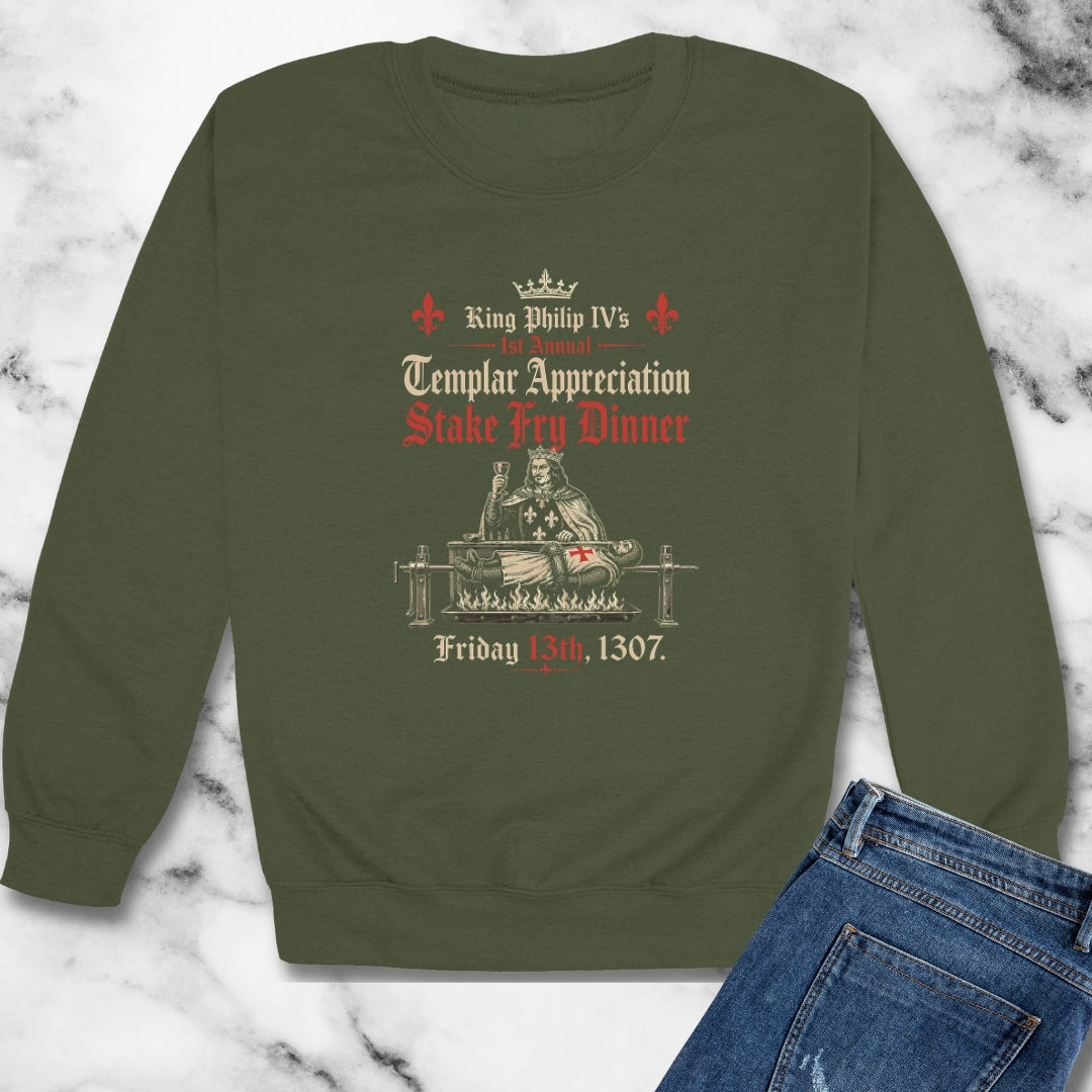 Templar Knights Stake Fry Dinner Unisex Heavy Crewneck Sweatshirt