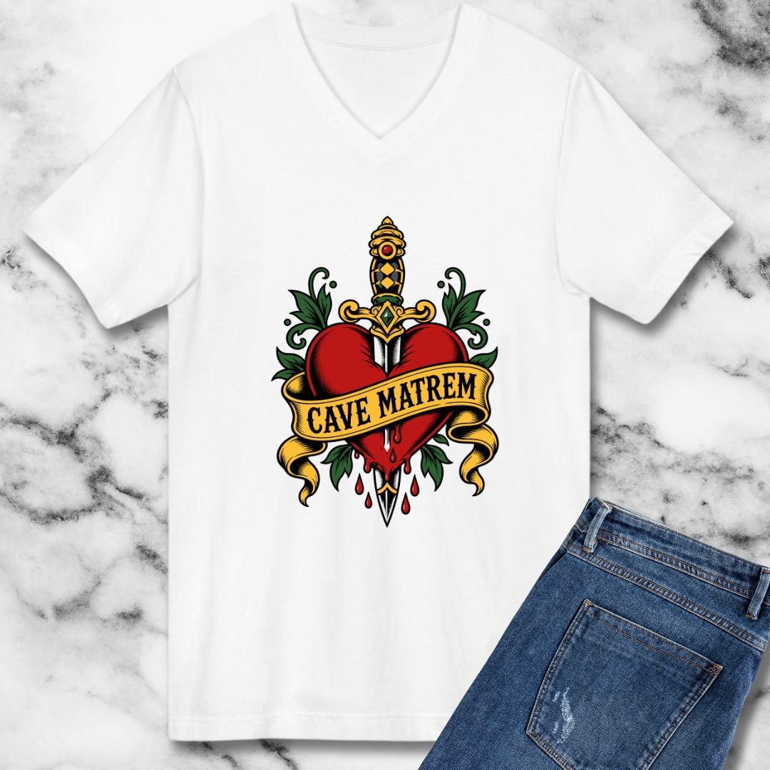 Cave Matrem Beware Mother Tattoo Style V-neck