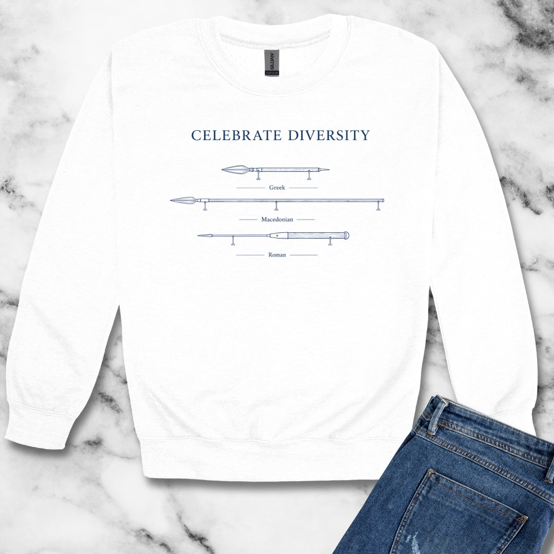 Celebrate Diversity Roman Greek Macedonian Spears Unisex Heavy Crewneck Sweatshirt