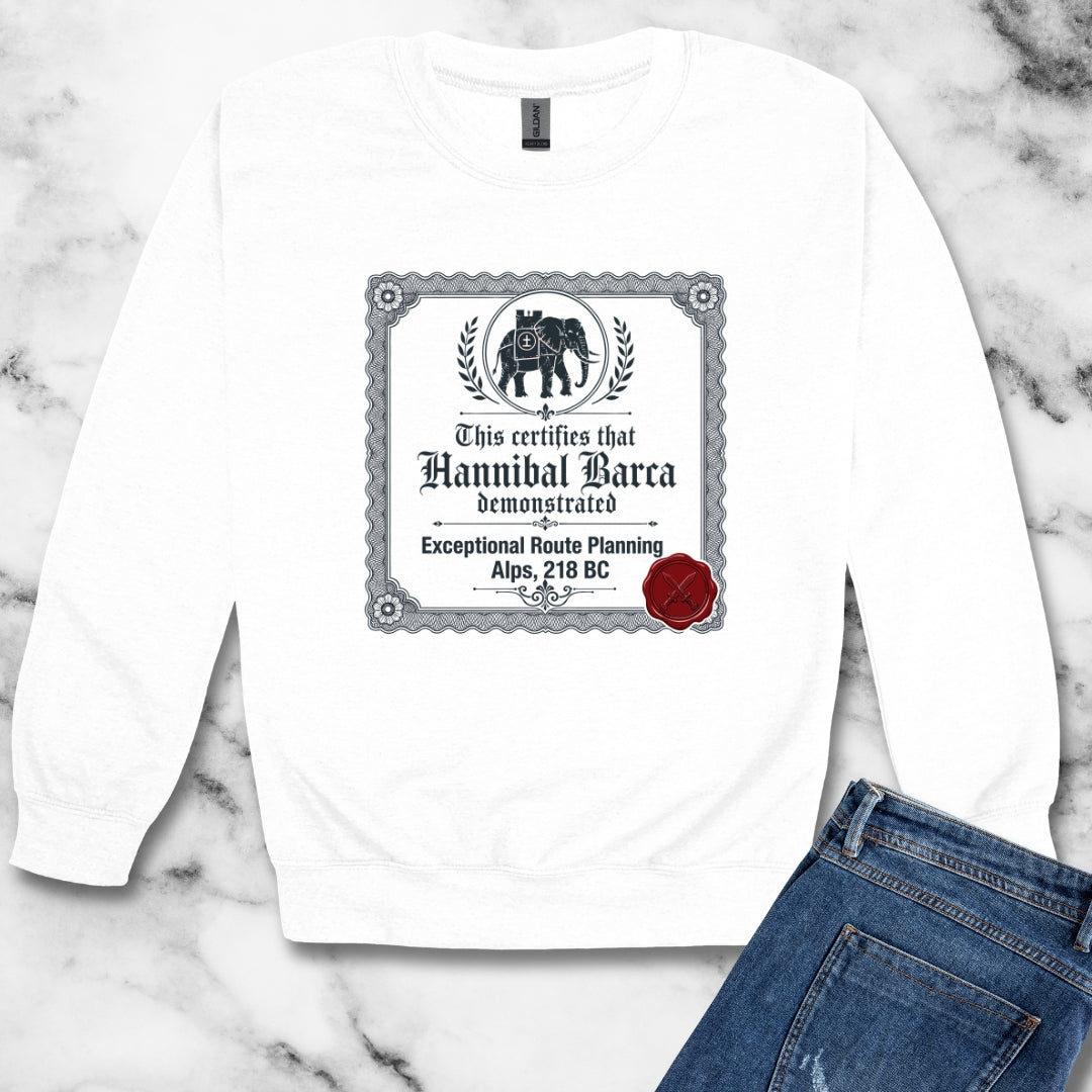 Hannibal Barca Certificate for Route Planning Unisex Heavy Crewneck Sweatshirt