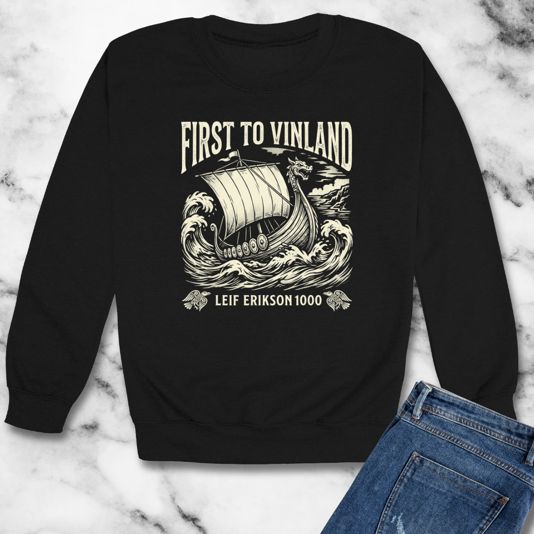 Leif Erikson First to Vinland Unisex Heavy Crewneck Sweatshirt