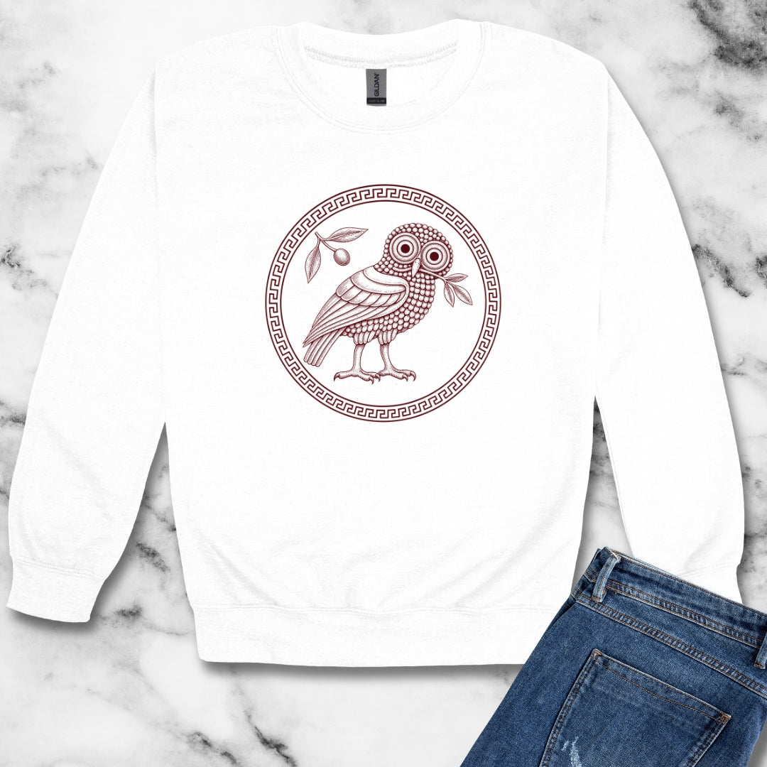 Ancient Athens Owl Wisdom Unisex Heavy Crewneck Sweatshirt