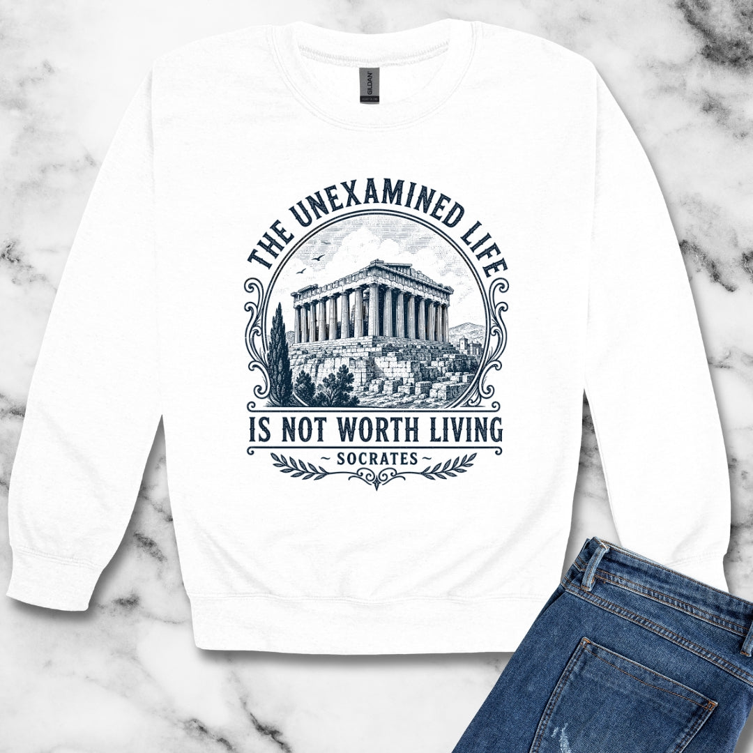 Unexamined Life Quote Socrates Unisex Heavy Crewneck Sweatshirt