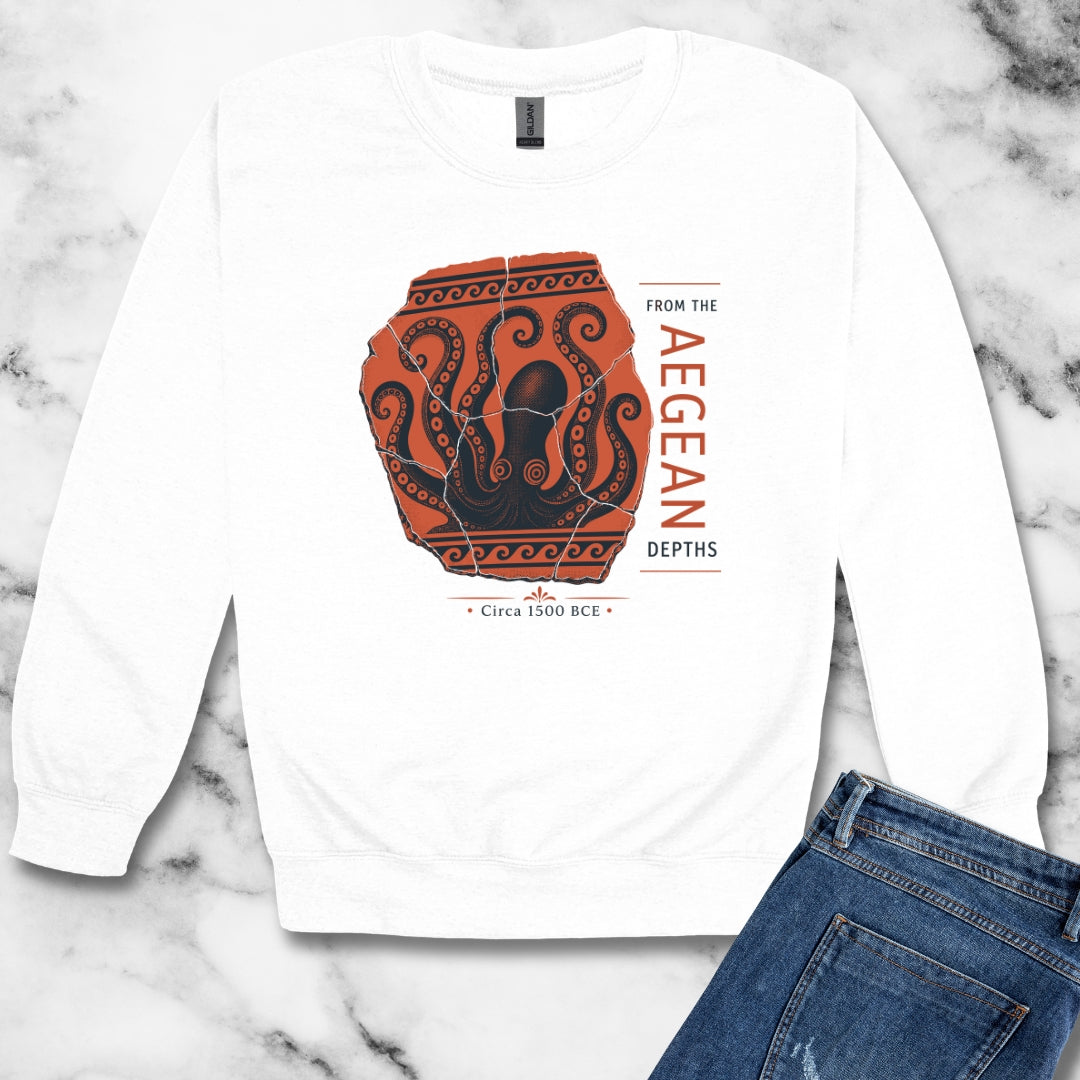 Minoan Octopus Pottery Sherd Heavy Crewneck Sweatshirt