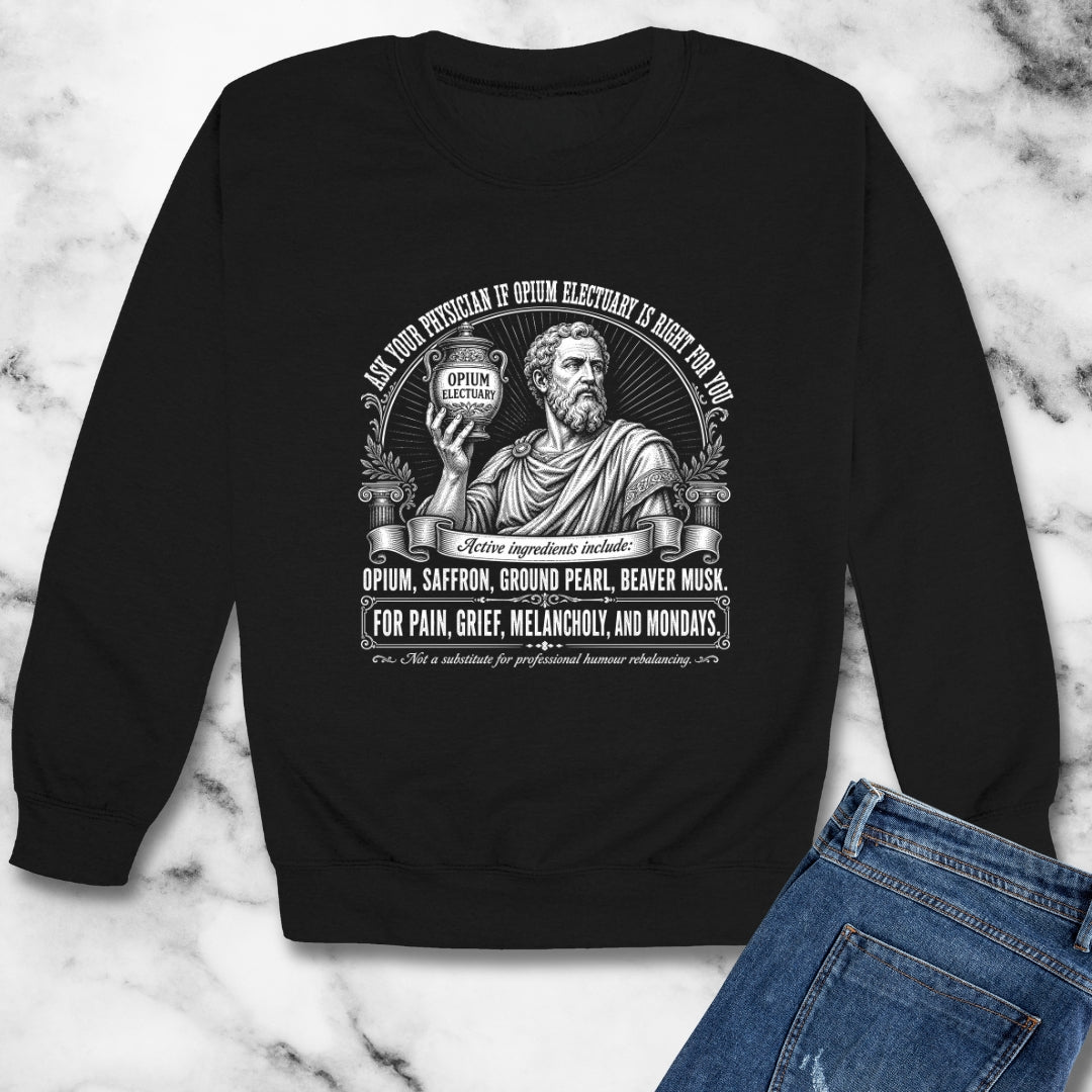 Opium Electuary Pharma Ad Unisex Heavy Crewneck Sweatshirt