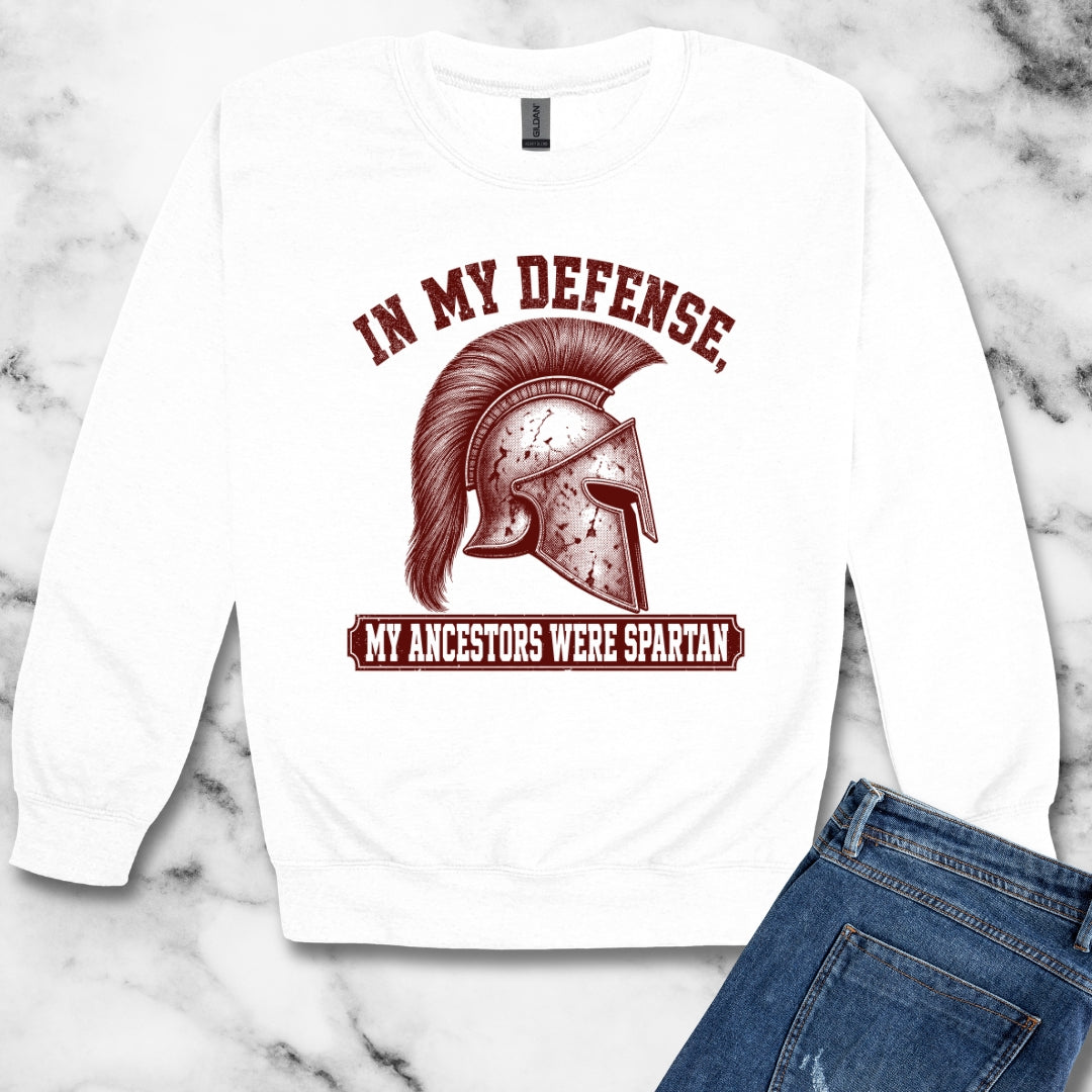 In My Defense My Ancestors Were Spartan Unisex Heavy Crewneck Sweatshirt
