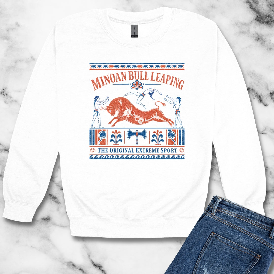 Minoan Bull Leaping Extreme Sport Unisex Heavy Crewneck Sweatshirt