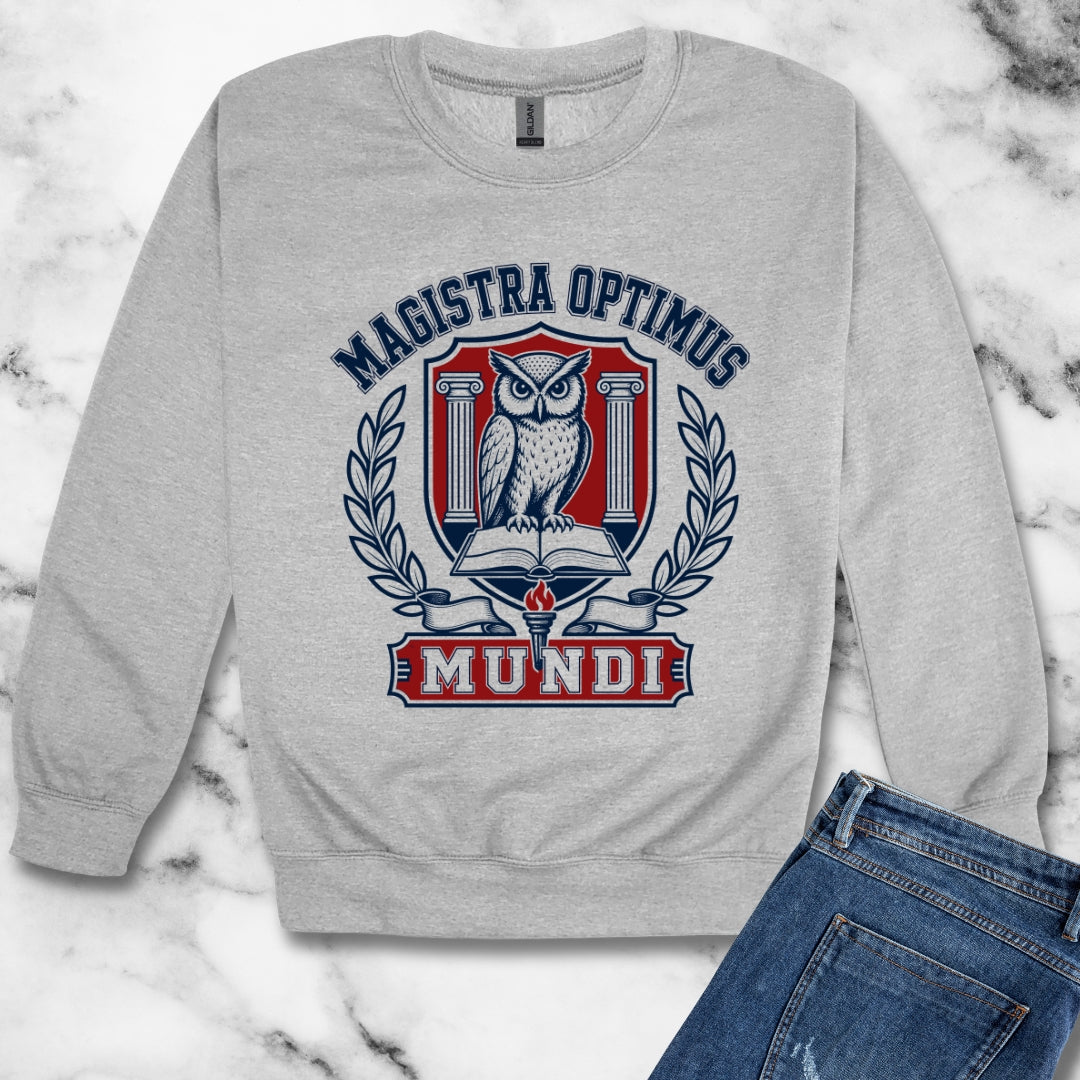 Magistra Optimus Mundi Female Teacher Unisex Heavy Crewneck Sweatshirt