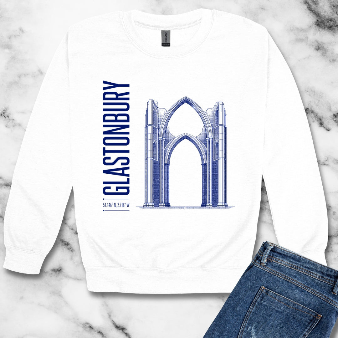 Glastonbury Abbey Blueprint Unisex Heavy Crewneck Sweatshirt
