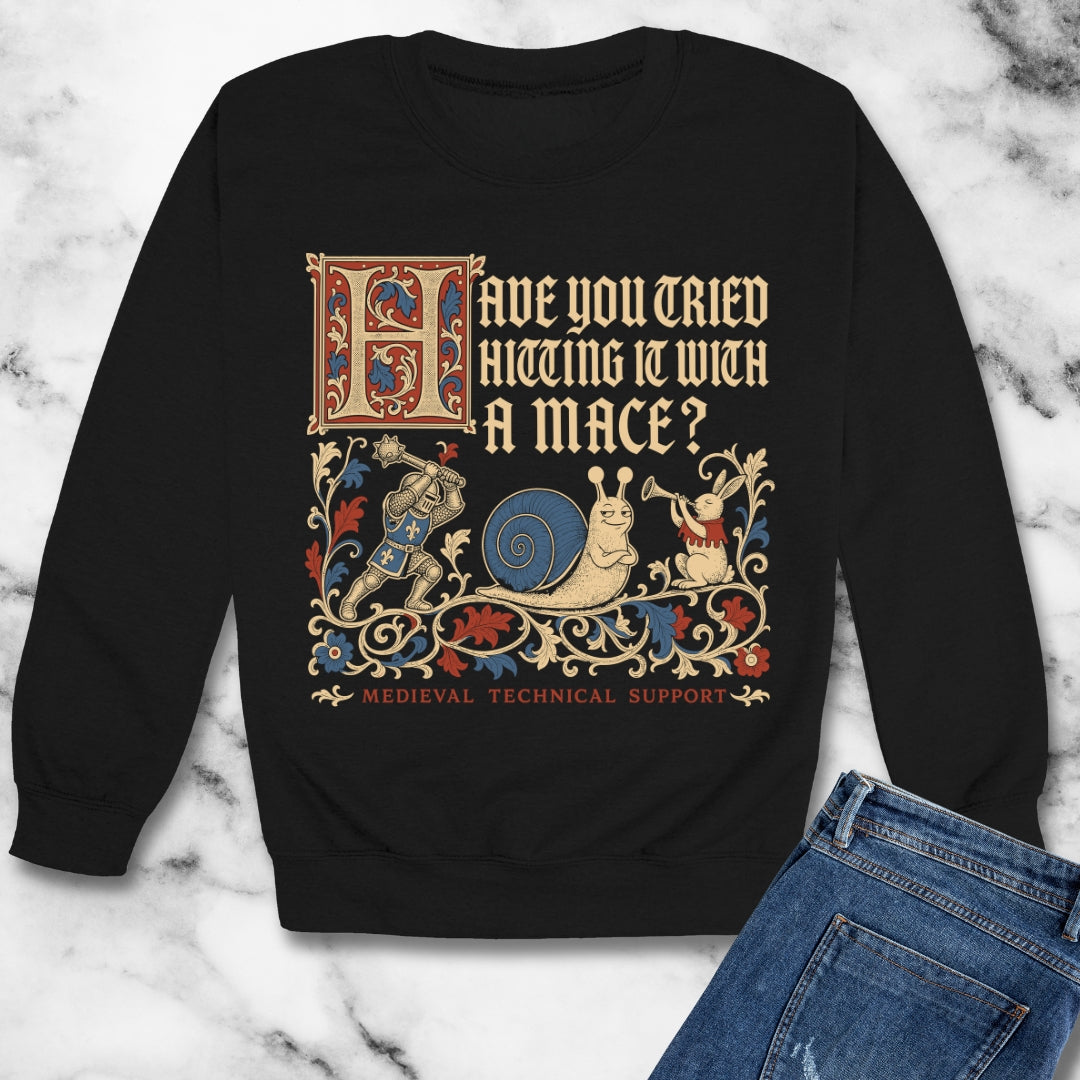Medieval Technical Support Knight Snail Mace Unisex Heavy Crewneck Sweatshirt