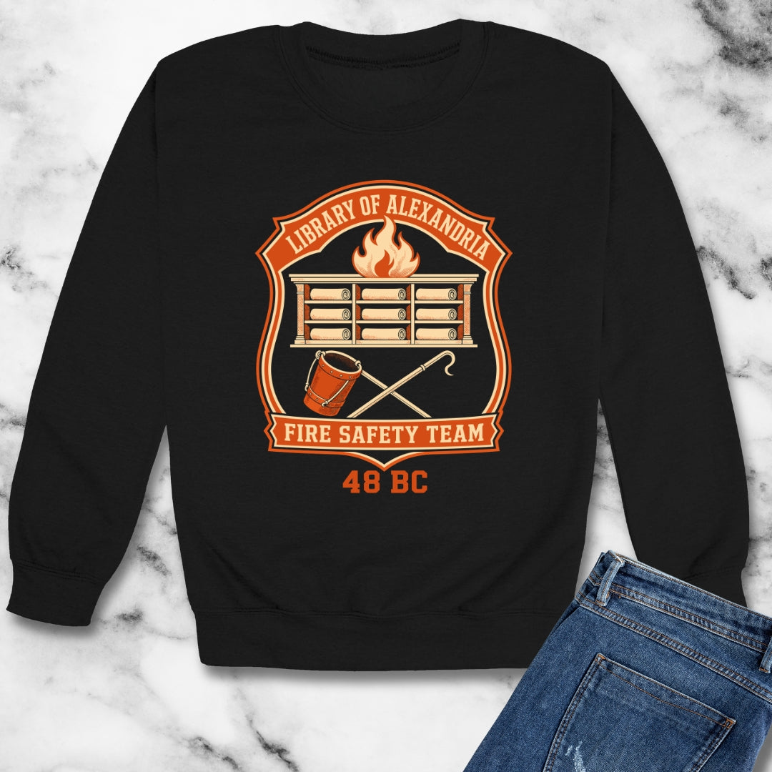 Library Alexandria Fire Safety Unisex Heavy Crewneck Sweatshirt