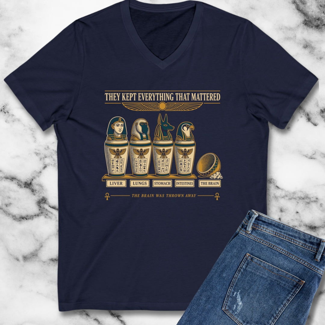Egyptians Threw Brain Away V-Neck