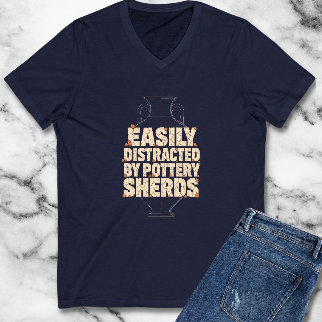 Distracted by Pottery Sherds V-Neck