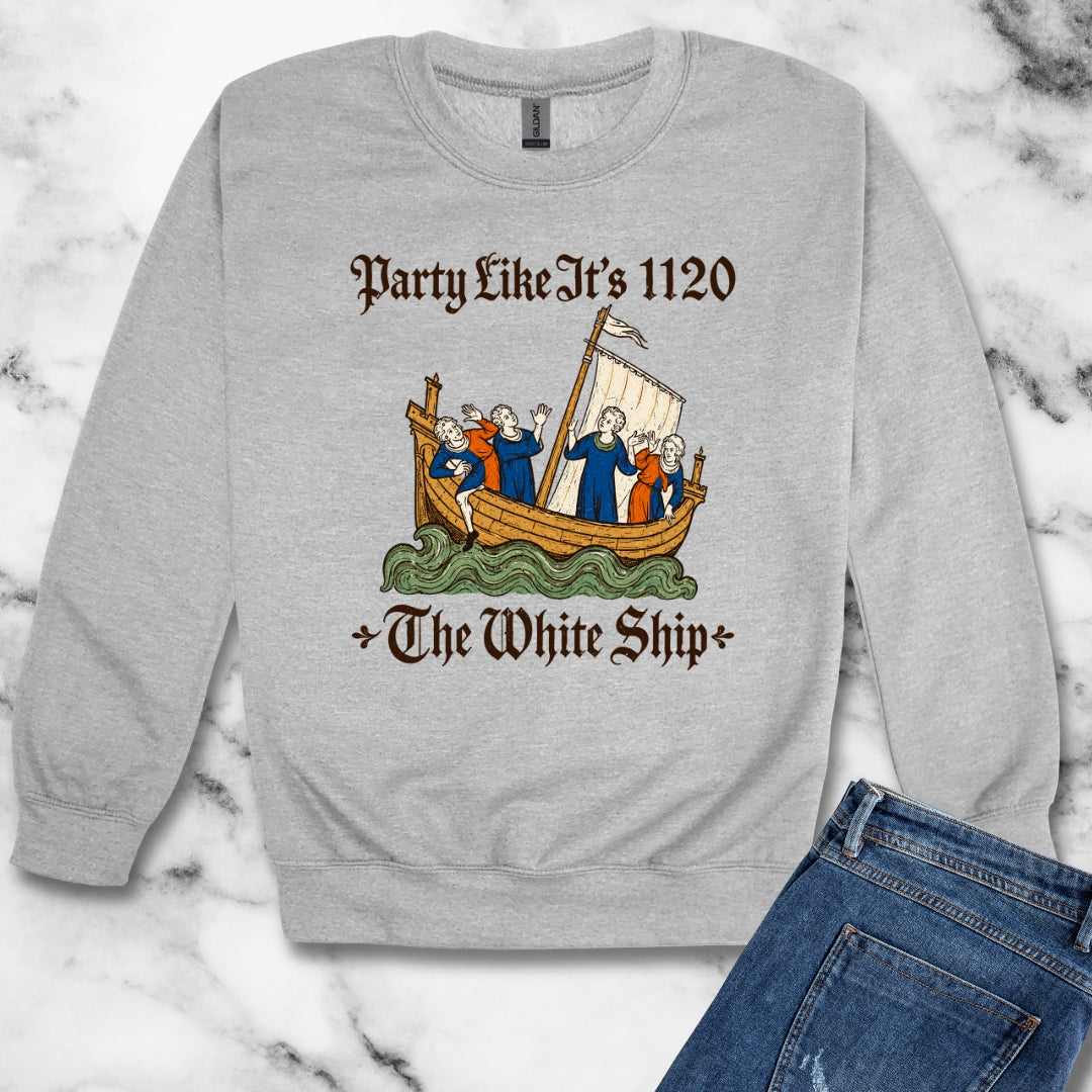 White Ship Party Like It's 1120 Unisex Heavy Crewneck Sweatshirt