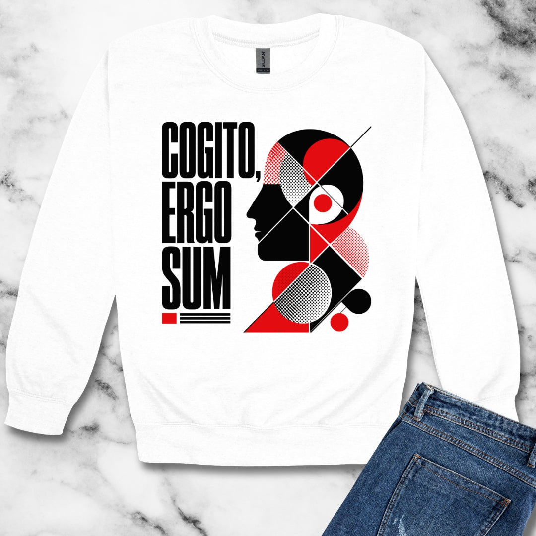 Cogito Ergo Sum Swiss Typography Unisex Heavy Crewneck Sweatshirt